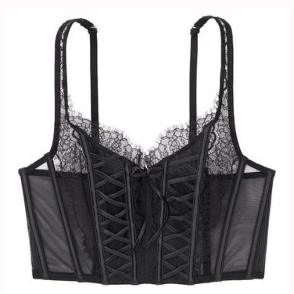 Victorias Secret Dream Angels Black Bra Crop Top Bustier Size Medium‎